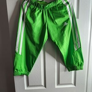 Adidas QomBright Green Joggers with White Stripes